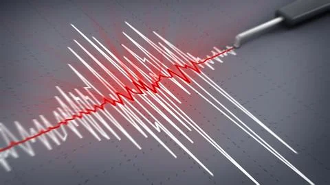 Seismic activity graph showing an earthquake. 3D illustration Stock Illustration