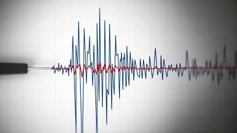 Seismic activity graph showing an earthquake. 3D illustration Stock Illustration
