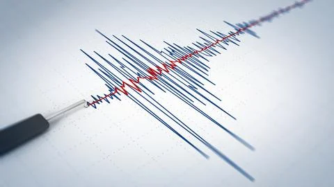Seismic activity graph showing an earthquake. 3D illustration Stock Illustration