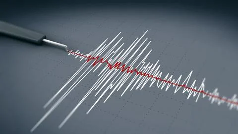 Seismic activity graph showing an earthquake. 3D illustration Stock Illustration