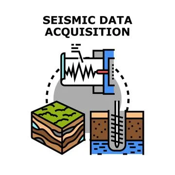 Seismic data acquisition technology exploring earth layers Stock Illustration