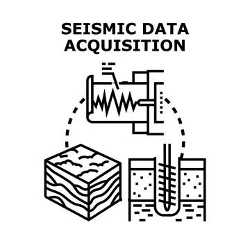 Seismic data acquisition technology exploring earth layers Stock Illustration