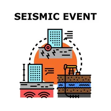 Seismic event impacting structures and natural gas extraction Ilustración de archivo