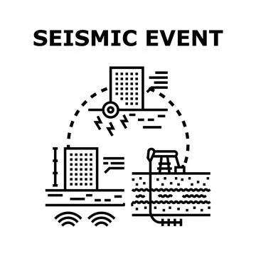 Seismic event impacting structures and natural gas extraction Ilustración de archivo