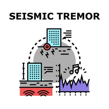 Seismic tremor detecting system producing earth vibration Stock Illustration