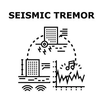 Seismic tremor detecting system producing earth vibration Ilustración de archivo
