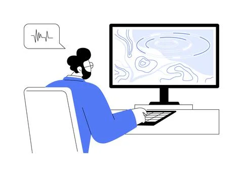 Seismic wave simulation software abstract concept vector illustration. Stock Illustration
