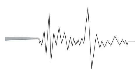 Seismograph earthquake or polygraph test wave with needle. Stock Illustration
