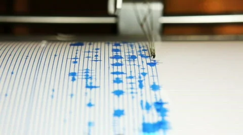 Seismograph Machine Showing Earthquake Tremors Stock Footage