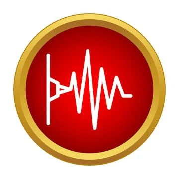 Seismograph measuring seismic waves on red button icon Stock Illustration