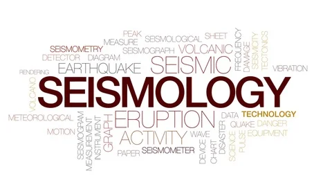 Seismology word cloud, text design animation. Kinetic typography. Stock Footage