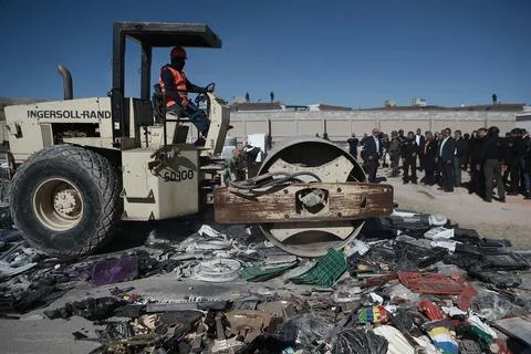 Seized objects are destroyed in prison where riot occurred in northern Mexico, C Stock Photos