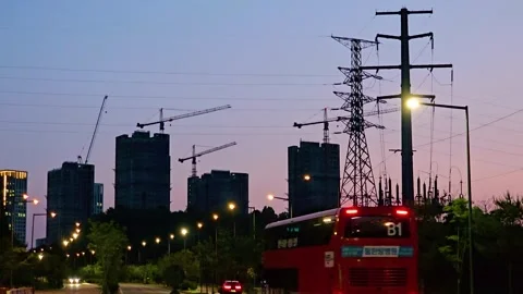 Sejong, South Korea - 1 Jun, 2024 : Sejong BRT construction at dusk Stock Footage 325517683