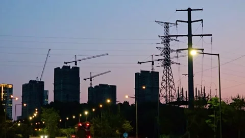 Sejong, South Korea - 1 Jun, 2024 : Sejong BRT construction at dusk Stock Footage 325517725
