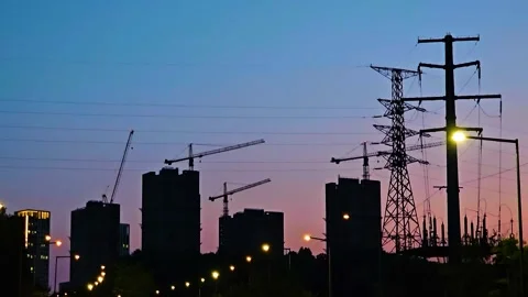 Sejong, South Korea - 1 Jun, 2024 : Sejong BRT construction at dusk Stock Footage 325518856