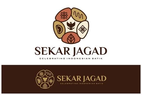 Sekar jagad batik logo design with floral elements 스톡 일러스트