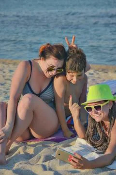 Sekfie Three Beach Stock Photos