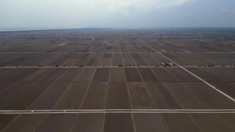 Sekinchan rice fields preparing for cultivation. Nice aerial view drone Stock Footage 344590117