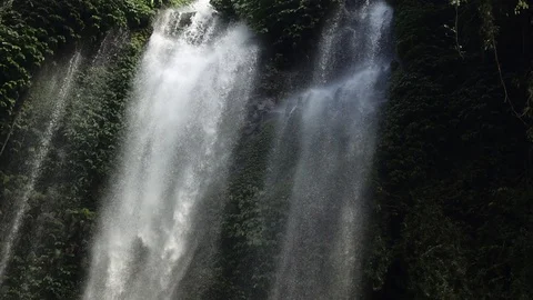 Sekumpul Waterfall in Bali, Indonesia. Slowmotion Stock Footage