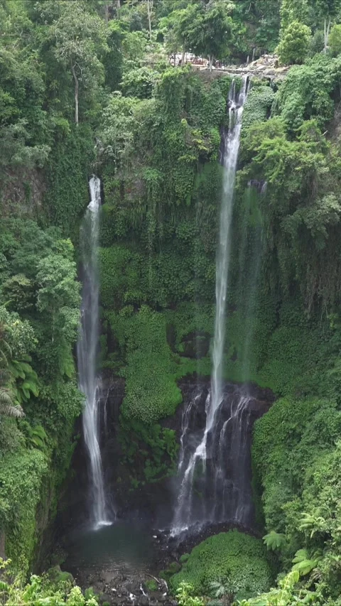 Sekumpul Waterfall is one of Bali's most scenic natural Stock Footage 270531476