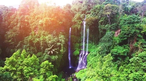 Sekumpul Waterfalls in Bali, Indonesia Stock Footage