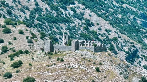 Selcuk Goat Castle drone shooting Stock Footage 309083653