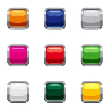 Select action with button icons set, cartoon style Stock Illustration