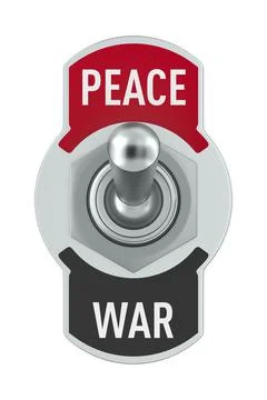 Select between peace and war. Toggle switch on white background. Isolated 3D  Stockillustratie
