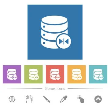 Select database table column flat white icons in square backgrounds 스톡 일러스트