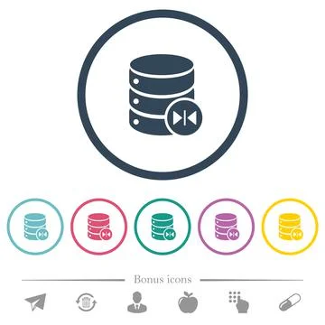 Select database table column flat color icons in round outlines Stock Illustration
