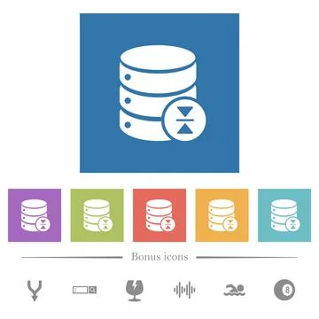 Select database table row flat white icons in square backgrounds 库存插图