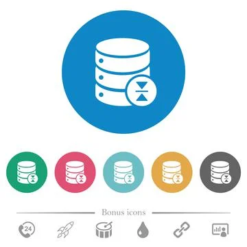 Select database table row flat round icons Stock Illustration