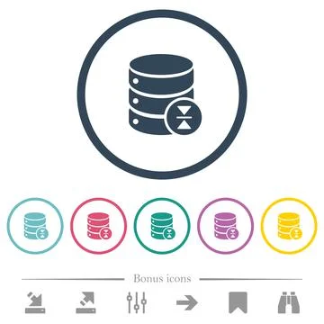 Select database table row flat color icons in round outlines Stock Illustration