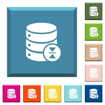 Select database table row white icons on edged square buttons Stock Illustration