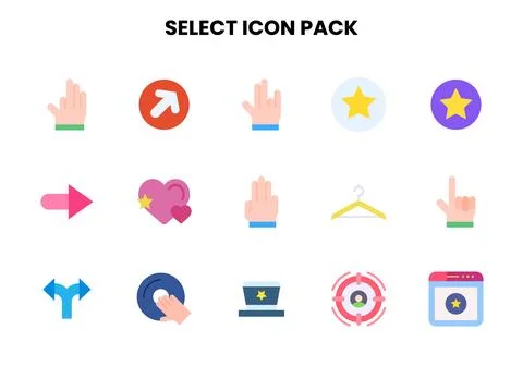 Select Flat Collection Icons Pack Stock Illustration