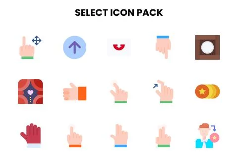 Select Flat Set Icons Pack Stock Illustration