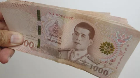 Select focus of a new version thousands Thai baht banknotes money. Stock Footage 237509506