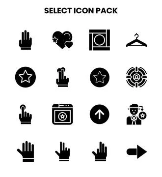 Select Glyph Bundle Icons Pack Stock Illustration