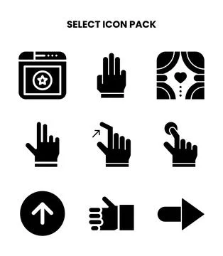 Select Glyph Vector Icons Pack Stock Illustration
