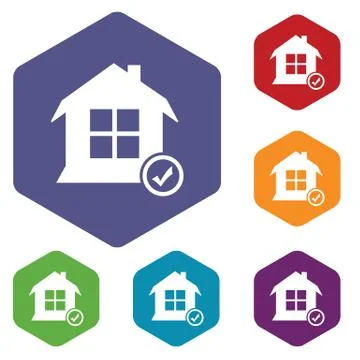Select house hexagon icon set Stock Illustration