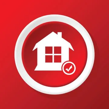 Select house icon on red Stock Illustration