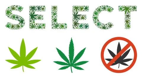 Select Label Composition of Marijuana Stock Illustration