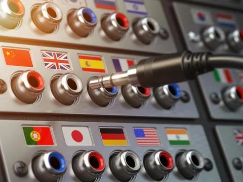 Select language. Learning, translate languages or audio guide concept. 库存插图