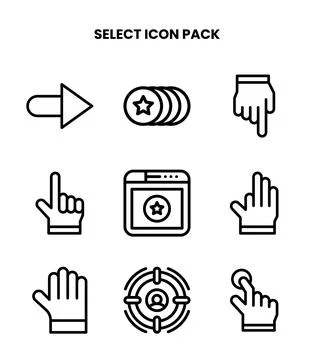 Select Line Bundle Icons Pack Stock Illustration