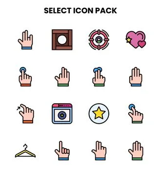 Select Lineal Color Bundle Icons Pack Stock Illustration