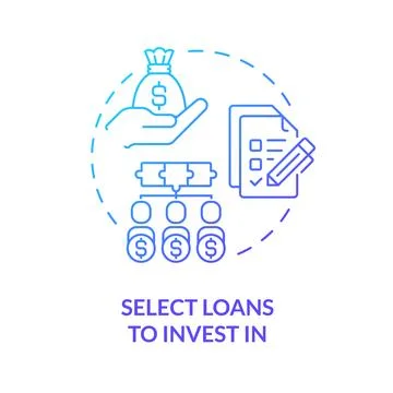 Select loans to invest in blue gradient concept icon Stock Illustration