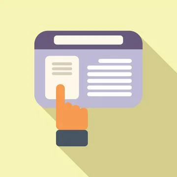 Select online book icon flat vector. Tablet person store Stock Illustration