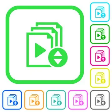 Select playlist item vivid colored flat icons Stock Illustration