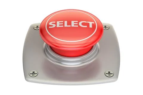 Select Red button, 3D rendering Stock Illustration