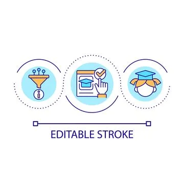 Select safe resources for online education loop concept icon Stock Illustration